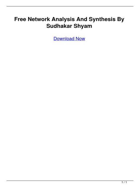 Full Download Network Analysis Sudhakar And Shyam Mohan Aokangore 