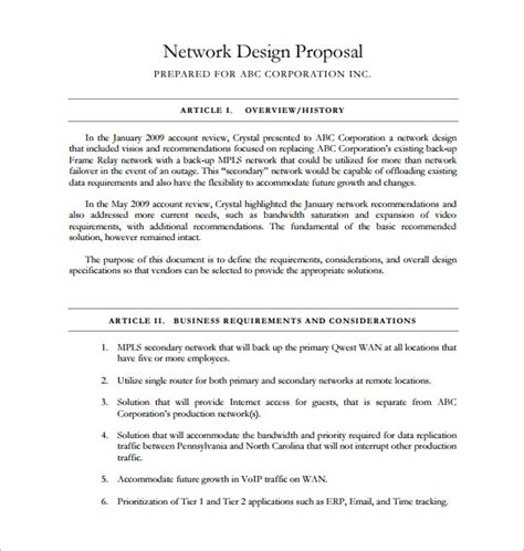 Full Download Network Design Document Template 