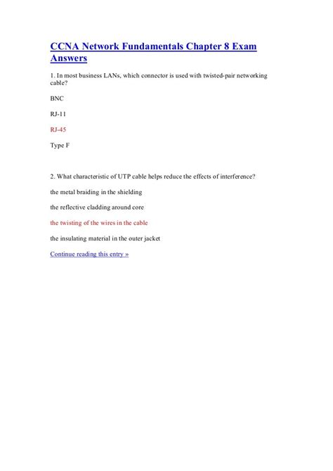 Read Network Fundamentals Chapter 8 Exam Answers 