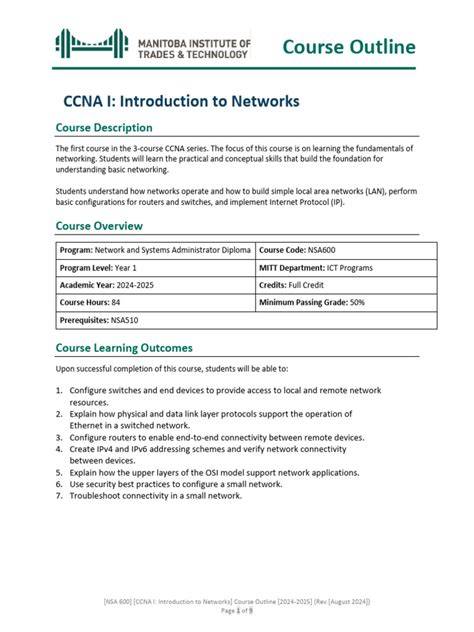 networking fundamentals course outline text materials