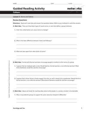 Networks Guided Reading Activity