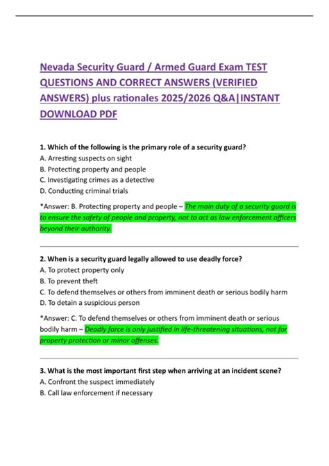 Nevada Security Guard Exam