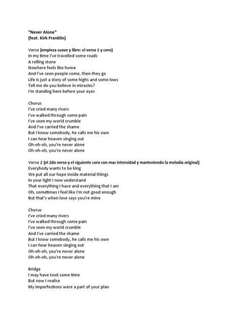 never be alone lyrics