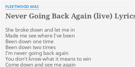 never going back again lyrics