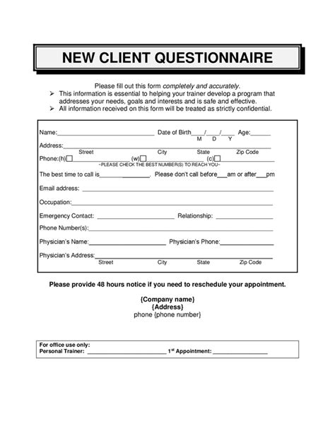 New Client Questionnaire Studio Of Interior Design