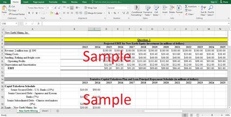 New Earth Mining Case Excel