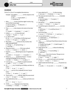 new english file upper test booklet