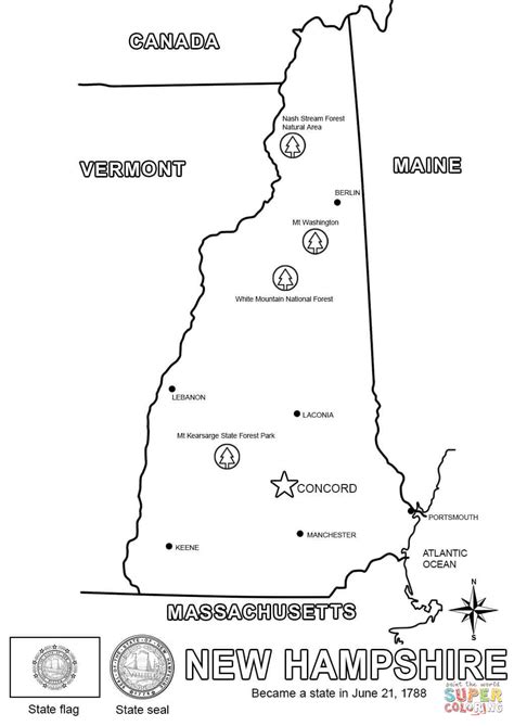 New Hampshire Map Coloring Page Free Printable Coloring New Hampshire Coloring Page - New Hampshire Coloring Page
