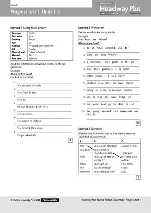 New Headway Intermediate Exit Test