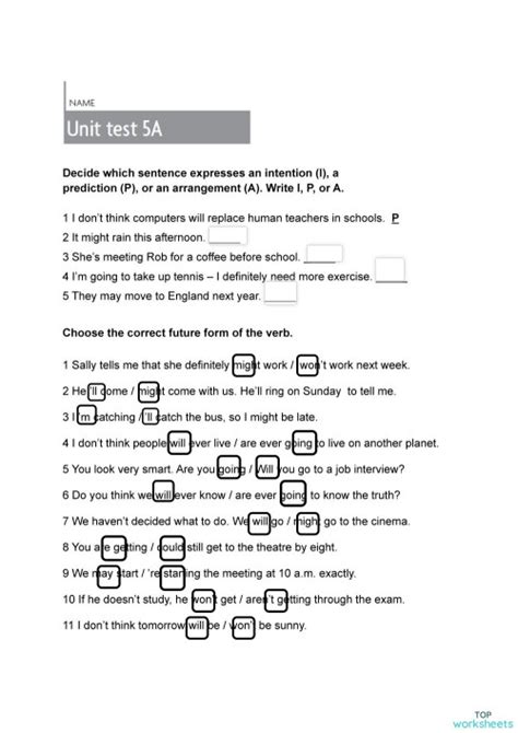 New Headway Intermediate Unit Test 3a