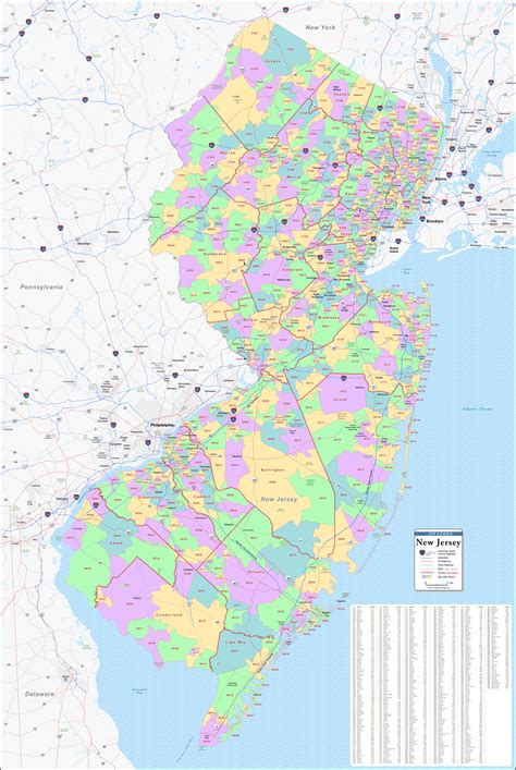 new jersey map with zip codes