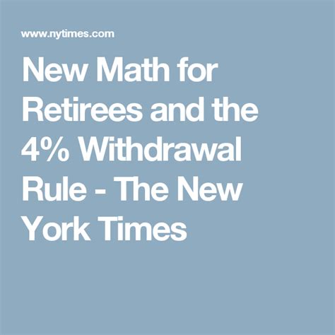 New Math For Retirees And The 4 Withdrawal Math For 4 - Math For 4