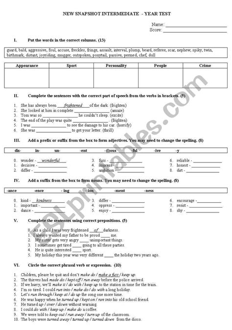 New Snapshot Upper Intermediate Test