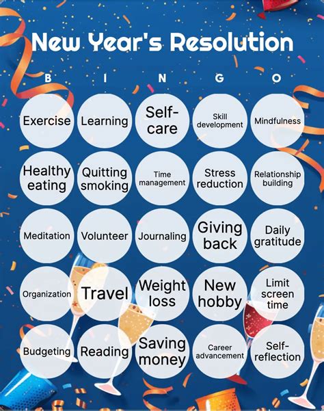 New Year S Resolution Bingo Template
