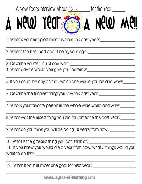 New Year Worksheets For 2024 Living Life And New Year S Worksheet - New Year's Worksheet