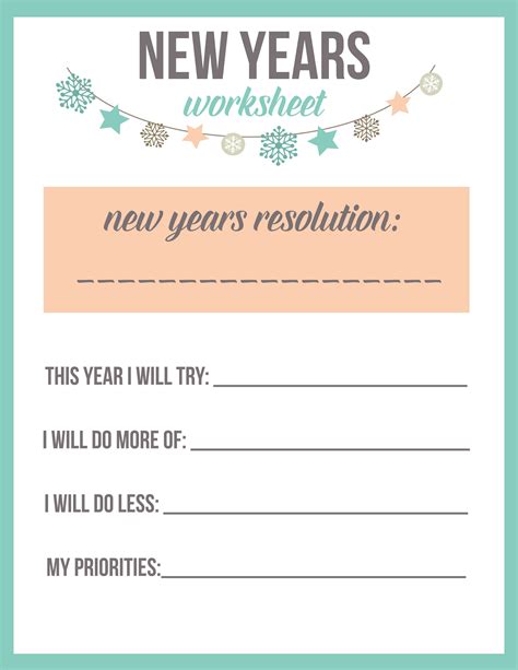 New Year X27 S Resolution Printable Goal Sheets New Years Goals Sheet - New Years Goals Sheet