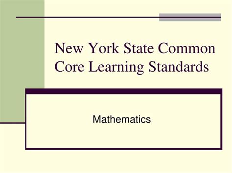 New York State Common Core Math Standards
