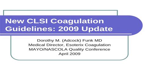 Read New Clsi Coagulation Guidelines 2009 Update 