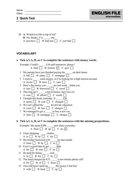 Read New English File Intermediate Quicktest 2 Key Ihoney 
