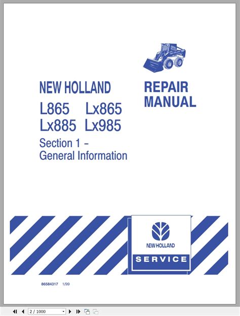 Full Download New Holland Skid Steer Lx885 Repair Manual 