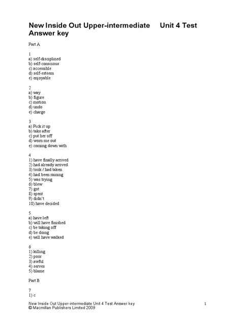 Full Download New Inside Out Upper Intermediate Tests Key 