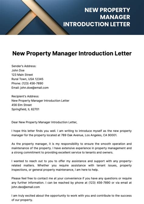 Read New Property Manager Introduction Letter 