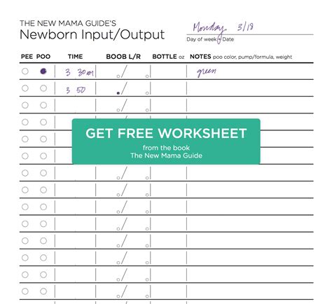 Newborn Input Output Worksheet New Mama Guide Input Output Worksheet - Input Output Worksheet