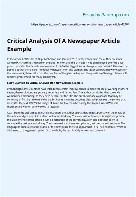 Read Newspaper Article Analysis Essay 