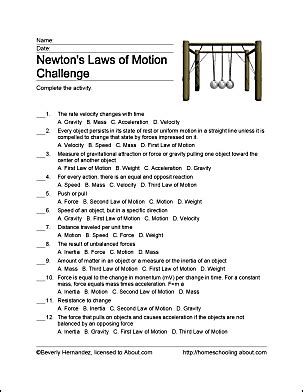 Newtonu0027s Laws Of Motion Homeschooling Exercises Thoughtco Sir Isaac Newton Worksheet - Sir Isaac Newton Worksheet