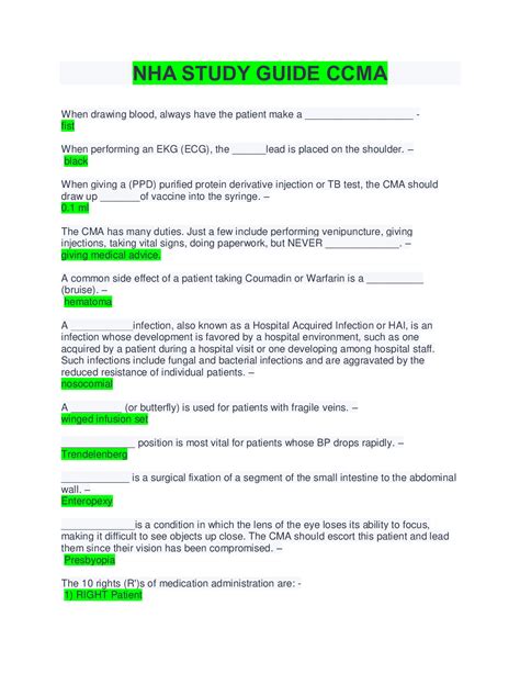 Nha Study Guide Ccma