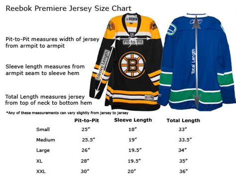 Nhl Premier Jersey Size Chart