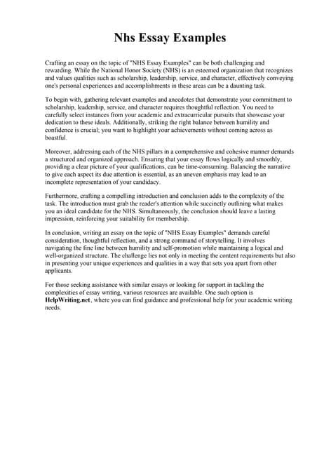 Nhs Essay Examples