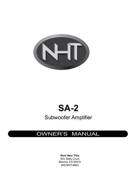 Download Nht Sa 2 User Guide 