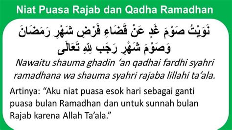 niat puasa rajab sekaligus qadha ramadhan