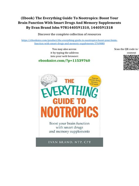Nice Book Everything Guide Nootropics Function Supplements
