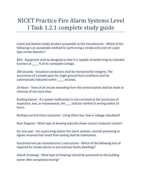 Nicet Fire Alarm Study Guide