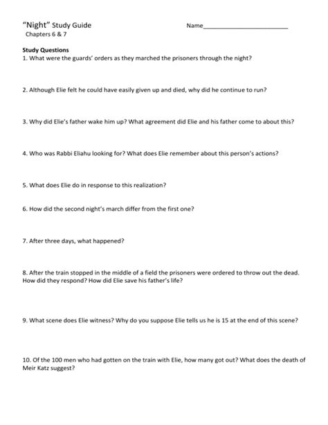 night study guide chapters 6 through 9
