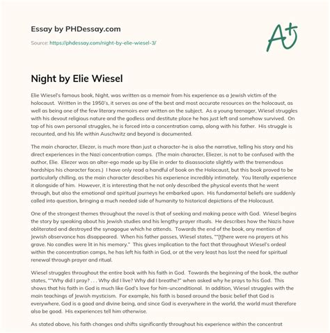 Download Night Elie Wiesel Research Paper 