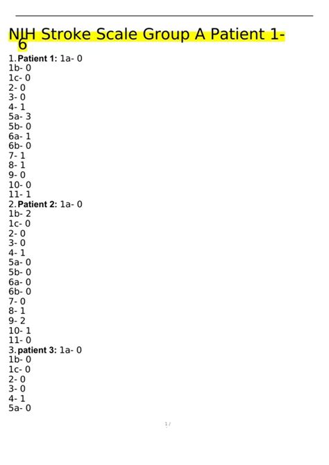 Nih Stroke Scale Answers Group C
