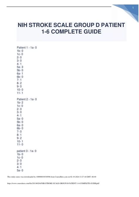 Nih Stroke Scale Group D Answers Quizlet