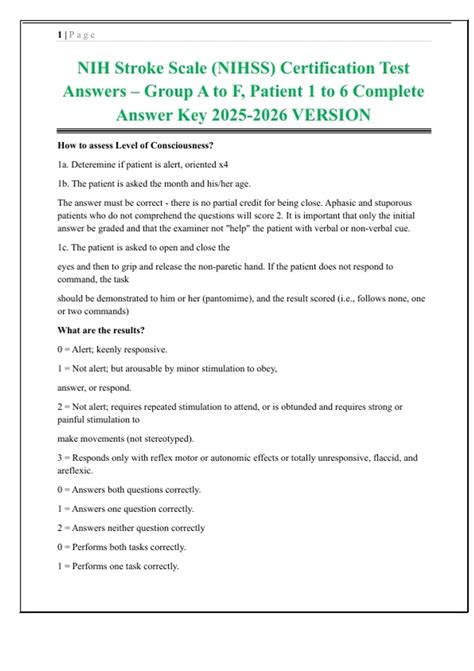 nihss certification test answers