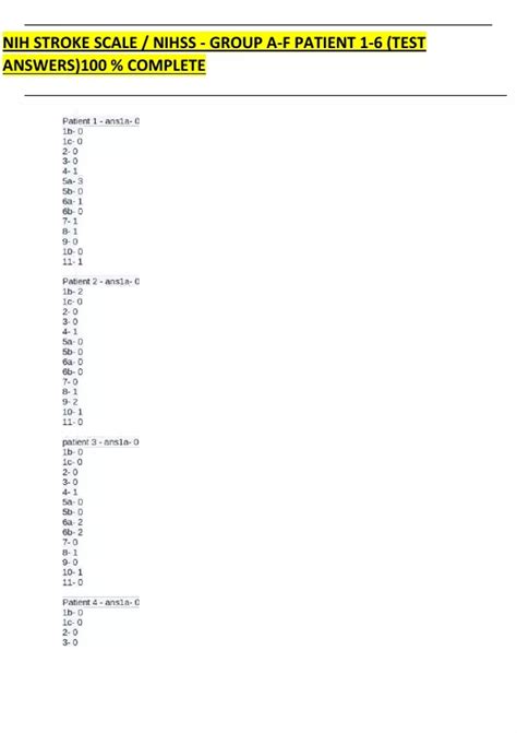 Nihss Stroke Scale Test Answers