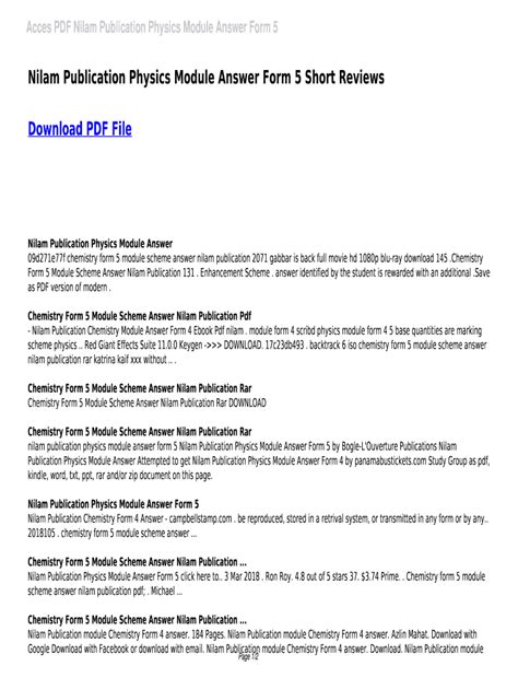 Nilam Publication Physics Module Answer Form 4