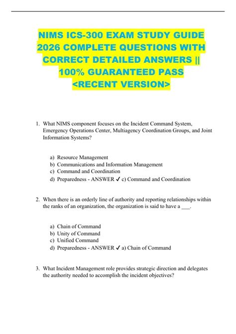 Nims 300 Study Guide