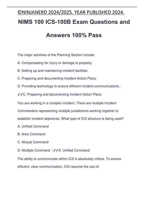 nims is 100b questions an answers