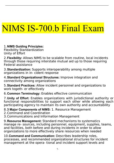 nims is 700 a final exam answers