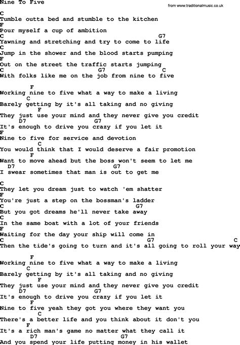 Nine To Five Lyrics