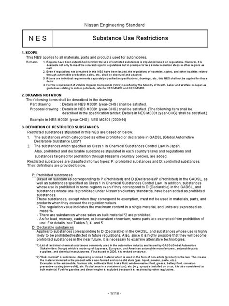 nissan engineering standard m0301