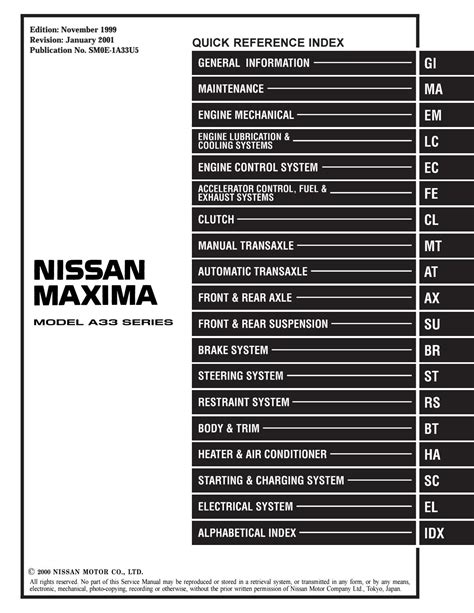 Read Nissan Maxima A33 2000 2003 Repair Service Manual 