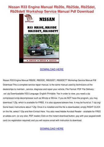 Read Nissan Rb25Det Workshop Manual 